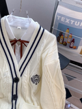 Korean style V-neck JK cardigan autumn new style outer wear knitted sweater jacket for women HZ1024