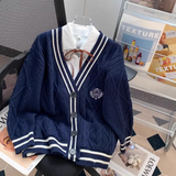 Korean style V-neck JK cardigan autumn new style outer wear knitted sweater jacket for women HZ1024