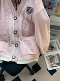 Pink V-Neck Cardigan Sweater HZ1024