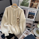 Gentle Style Thick Round Neck Knitted Cardigan HZ1024