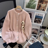Gentle Style Thick Round Neck Knitted Cardigan HZ1024