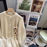 Gentle Style Thick Round Neck Knitted Cardigan HZ1024