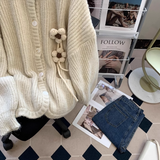 Gentle Style Thick Round Neck Knitted Cardigan HZ1024