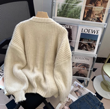 Gentle Style Thick Round Neck Knitted Cardigan HZ1024