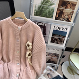 Gentle Style Thick Round Neck Knitted Cardigan HZ1024