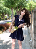 V-neck flying sleeves dress HZ1024