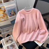 fur soft round neck pullover sweater HZ1024