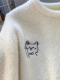 fur soft round neck pullover sweater HZ1024