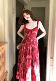 tea break rose print suspender dress HZ1024