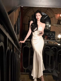 Satin Fitted Suspender Dress HZ1024