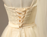 A-line sweetheart neck tulle short prom dress, champagne bridesmaid dress HZ1024