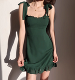 dark green suspender dress HZ1024