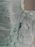 Floral A-Line Strapless Organza Long Prom Dress Graduation Prom Dress HZ1024