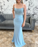 Backless Mermaid Lace Green Long Prom Dress, Green Formal Elegant Evening Dress Wedding Guest Dress HZ1024