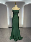 Backless Mermaid Lace Green Long Prom Dress, Green Formal Elegant Evening Dress Wedding Guest Dress HZ1024