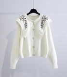Embroidered Long-sleeved Cardigan Sweater HZ1024