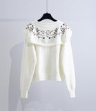 Embroidered Long-sleeved Cardigan Sweater HZ1024