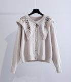 Embroidered Long-sleeved Cardigan Sweater HZ1024
