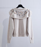 Embroidered Long-sleeved Cardigan Sweater HZ1024