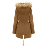 Womens Winter Coats Faux Fur Lining Parka With Fur Hood HZ1024