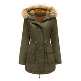 Womens Winter Coats Faux Fur Lining Parka With Fur Hood HZ1024