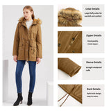 Womens Winter Coats Faux Fur Lining Parka With Fur Hood HZ1024