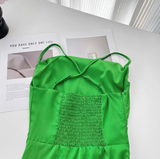 Satin Swing Neck Suspender Dress Birthday Dress HZ1024