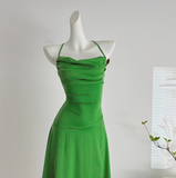 Satin Swing Neck Suspender Dress Birthday Dress HZ1024