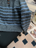 horn button striped half open collar sweater HZ1024