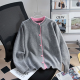 color crew neck knitted cardigan HZ1024