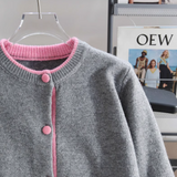 color crew neck knitted cardigan HZ1024