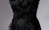 A-line V-neck satin long prom dress, black evening dress HZ1024
