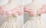 A-line off-the-shoulder neck satin long ball dress, champagne evening dress HZ1024