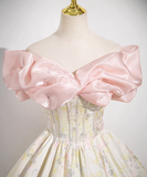A-line off-the-shoulder neck satin long ball dress, champagne evening dress HZ1024