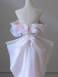 Pink A-line off-shoulder tulle sequins beaded long prom dress, pink evening dress HZ1024