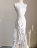 Satin long prom dress, black birthday dress HZ1024