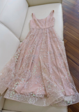 pink A-line tulle sequin short prom dress, light pink homecoming dress HZ1024