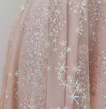 pink A-line tulle sequin short prom dress, light pink homecoming dress HZ1024