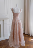 pink A-line tulle sequin short prom dress, light pink homecoming dress HZ1024