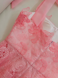 A-line tulle lace short prom dress, pink homecoming dress HZ1024