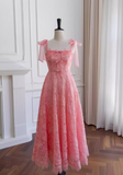 A-line tulle lace short prom dress, pink homecoming dress HZ1024