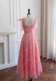 A-line tulle lace short prom dress, pink homecoming dress HZ1024