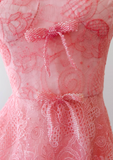 A-line tulle lace short prom dress, pink homecoming dress HZ1024