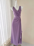 Irregular patchwork pleated flowing dress HZ1024