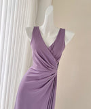 Irregular patchwork pleated flowing dress HZ1024