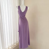 Irregular patchwork pleated flowing dress HZ1024