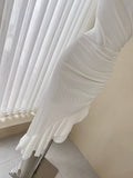 sleeveless dress with ruffled slits HZ1024