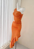 sleeveless dress with ruffled slits HZ1024