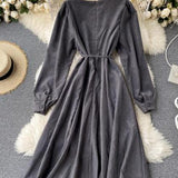 Round Neck Long Sleeve Dress HZ1024