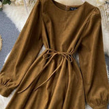 Round Neck Long Sleeve Dress HZ1024
